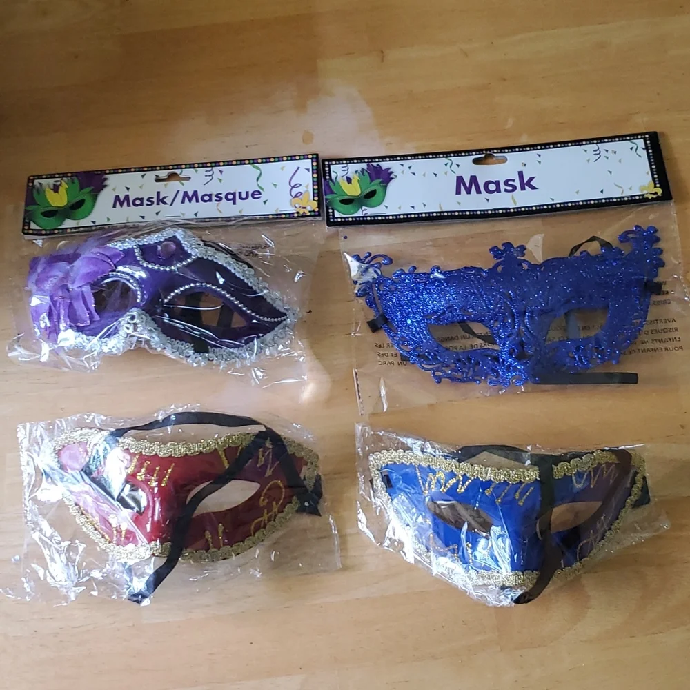 Mardi Gras, mask, masque, lot of 4, masquerade party